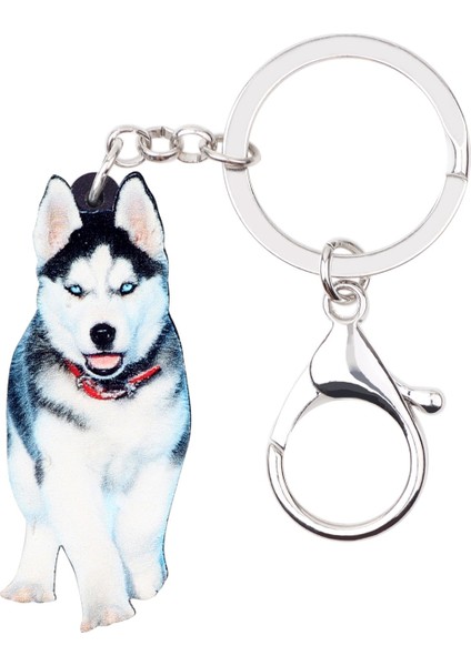 Beyaz Stil Kadın Kızlar Gençler Çanta Anahtarlık Araba Anahtarlıkları Parti Aksesuarları Için Akrilik Sibirya Husky Köpek Anahtarlık Yüzük Anahtarlıklar Yeni Hayvan Takı (Yurt Dışından)