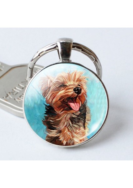 No.1 Boyutu Sevimli Köpek Cam Kubbemli Köpek Aşığa Metal Araba Anahtarlık Anahtarlık Anahtarlıklar (Yurt Dışından)