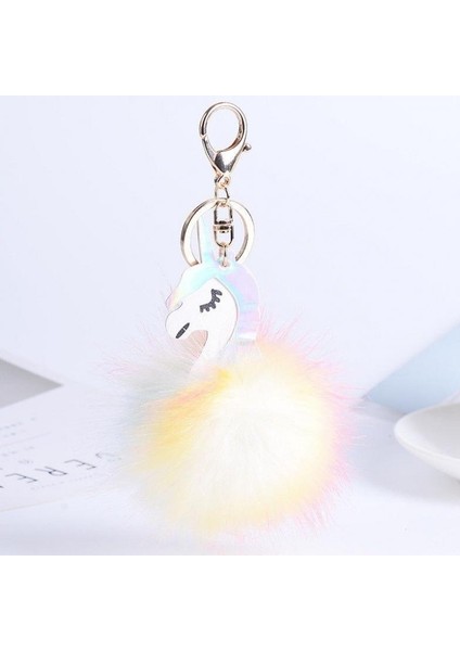 Tüylü Unicorn Anahtarlık Püskül Kürk Araba Anahtarı Zincir Çanta Süsü Anahtarlık Bol (Yurt Dışından) modelleri