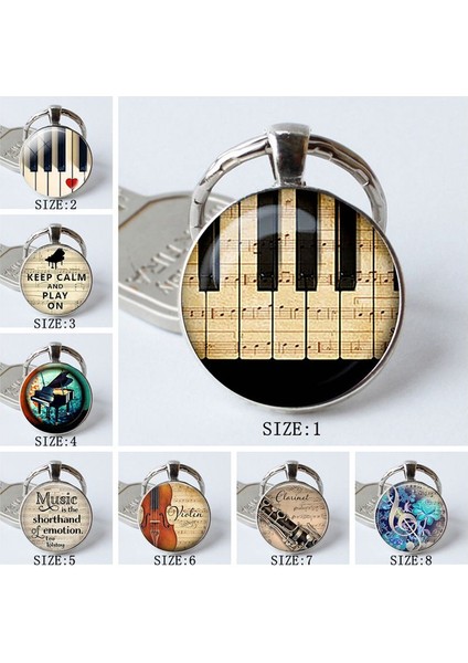 No.5 Boyutu Piyano Cam Kolye, Müzik Metal Anahtarlık, Müzik Aksesuarları, Doğum Günü si (Yurt Dışından) modelleri