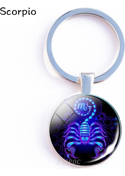 Gümüş Tarzı Akrep 12 Burç Anahtarlık Çift Taraflı Anahtar Halkaları Zodyak Işaretleri Doğum Günü Takı Moda Aksesuarları (Yurt Dışından)