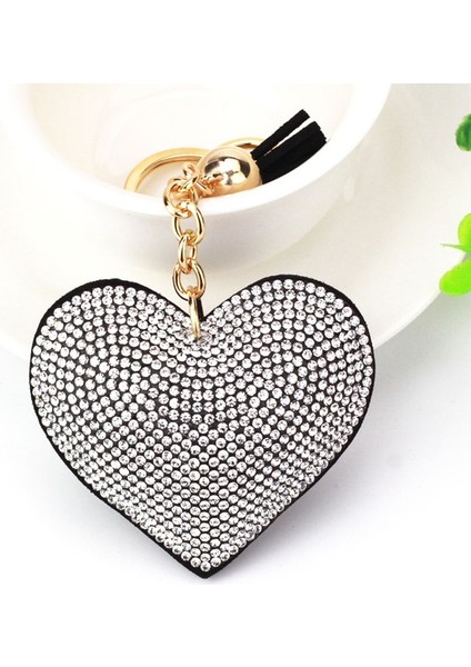 Gümüş Tarzı Kalp Şekilli Top Şansı Araba Süsü Anahtarlık Çanta Asma Kolye Anahtarlık Püskül Dekor (Yurt Dışından)