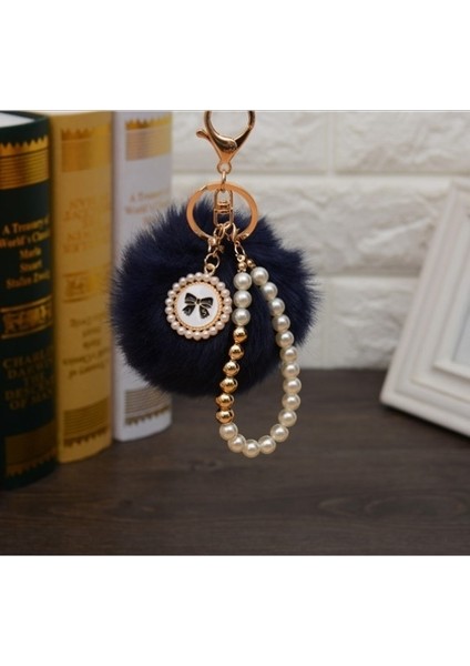 Lacivert Tarzı Kore Tarzı Sevimli Tavşan Topu Anahtarlık Boncuklu Bileklik Anahtarlık Araba Anahtarlık Çanta Için (Yurt Dışından)