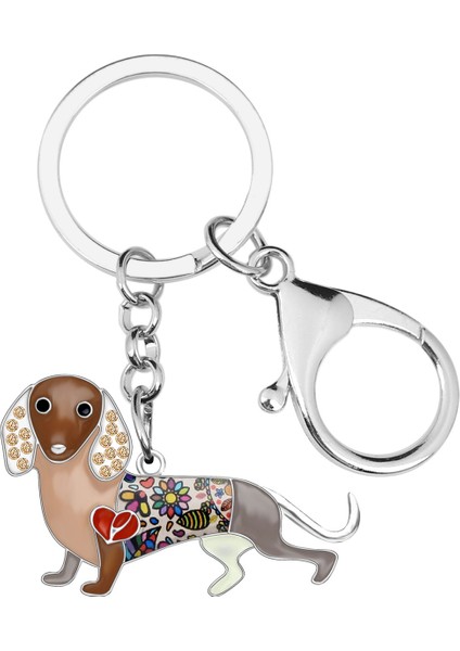 Kahverengi Tarzı Kadınlar Için Dachshund Köpek Anahtarlık Takı (Yurt Dışından)