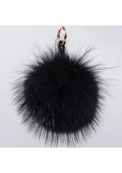 Siyah Stil 15 Cm Peluş Kürklü Top Anahtarlık Rakun Kürk Anahtarlık Llavero Pom Pom Anahtarlık Pompon Anahtarlık Anahtarlık Yüzük Porte Clef Şans Kadın Çanta Süsü (Yurt Dışından)