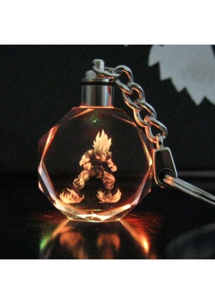 Moda Dragon Ball Dragonball Z Oğlu Saiyajin Goku Kristal Anahtarlık Led Işık (Yurt Dışından)