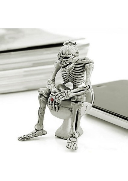 1 Adet Erkek Yaratıcı Alaşım Anahtarlık Araba Anahtarlığı Anahtarlık Kafatası Tuvalet (Yurt Dışından)