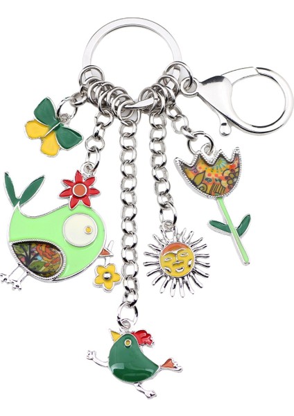 Yeşil Stil Kadınlar Ve Kızlar Için Porselen Alaşım Kuş Güneş Çiçek Kelebek Anahtarlık Bitki Anahtarlık Hayvan Takıları - Aksesuarı (Yurt Dışından)