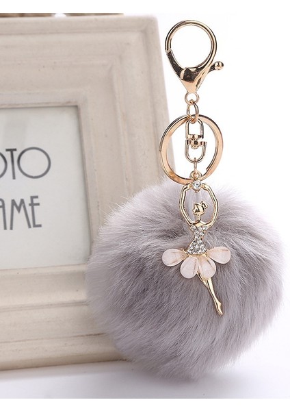 Açık Mavi Stil Zoeber Sahte Tavşan Kürkü Top Anahtarlık Püskül Anahtarlık Pembe Melek Kız Dört Furry Püskül Kadın Çanta Takı (Yurt Dışından) fiyatları