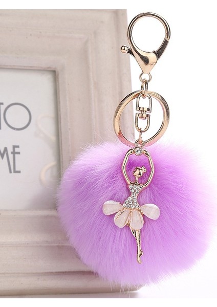 Açık Mavi Stil Zoeber Sahte Tavşan Kürkü Top Anahtarlık Püskül Anahtarlık Pembe Melek Kız Dört Furry Püskül Kadın Çanta Takı (Yurt Dışından) fırsatları