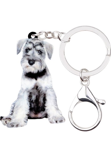 Gri Tarzı Akrilik Tatlı Schnauzer Köpek Anahtarlık Hayvan Takı Anahtarlıklar Kadın Kızlar Pet Çanta Araba Anahtar Cüzdan Parti Şansları (Yurt Dışından) modelleri