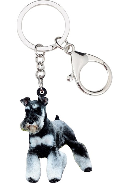 Gri Tarzı Akrilik Tatlı Schnauzer Köpek Anahtarlık Hayvan Takı Anahtarlıklar Kadın Kızlar Pet Çanta Araba Anahtar Cüzdan Parti Şansları (Yurt Dışından) indirimleri