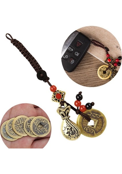 1 Bilgisayar El Yapımı Halatlı Şanslı Feng Shui Asma Takı Antik Beş Sikke Anahtarlık (Yurt Dışından) modelleri