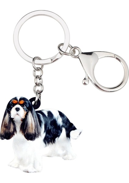 Beyaz Stil Kadınlar Ve Kızlar Için Akrilik Cavalier King Charles Spaniel Köpek Anahtarlık Yüzük Anahtarlıklar Hayvan Pet Takıları Çanta Süsleri ler (Yurt Dışından)
