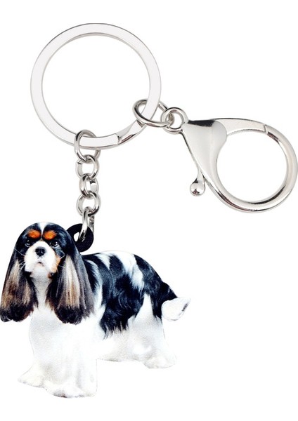 Beyaz Stil Kadınlar Ve Kızlar Için Akrilik Cavalier King Charles Spaniel Köpek Anahtarlık Yüzük Anahtarlıklar Hayvan Pet Takıları Çanta Süsleri ler (Yurt Dışından) fiyatları