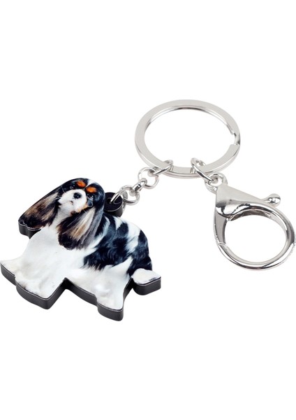 Beyaz Stil Kadınlar Ve Kızlar Için Akrilik Cavalier King Charles Spaniel Köpek Anahtarlık Yüzük Anahtarlıklar Hayvan Pet Takıları Çanta Süsleri ler (Yurt Dışından) fırsatları