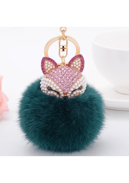 Pembe Ve Yeşil Tarzı No.11 Boyutu Kadın Moda Tilki Kürkü Püskül Anahtarlık Peluş Kürk Topu Anahtarlık Çanta Süsü Anahtarlık Araba Süsü Çanta Süsü (Yurt Dışından)