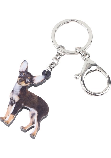 Kadın Kızlar Çanta Araba Anahtar Cıvata Anahtarlık Hayvan Takılar Akrilik Sevimli Chihuahua Köpek Anahtarlık Yüzük Anahtarlıklar Pet leri (Yurt Dışından) fırsatları