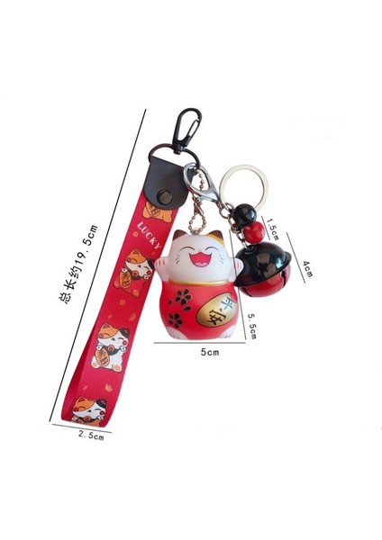 Kawaii Maneki Neko Şanslı Kedi Nugget Şanslı Kedi Charm Anahtarlık, Şanslı Kedi, Çanta Süsü (Yurt Dışından)