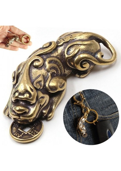 Yeni Çin Eski Koleksiyonluk Pirinç Tanrı Canavarı Pixiu Anahtarlık Cesur Askerler Kolye (Yurt Dışından) fiyatları