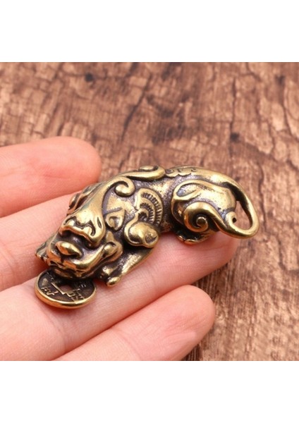 Yeni Çin Eski Koleksiyonluk Pirinç Tanrı Canavarı Pixiu Anahtarlık Cesur Askerler Kolye (Yurt Dışından) fırsatları