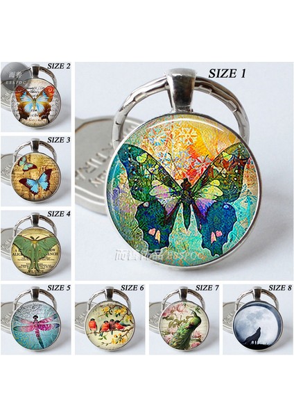 Gümüş Tarzı No.8 Boyutu Elmas Kelebek Anahtarlık Renkli Kelebek Kolye Anahtarlık (Yurt Dışından) fiyatları