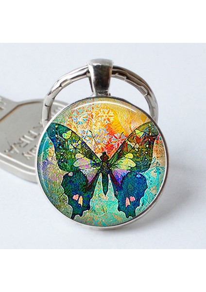 Gümüş Tarzı No.8 Boyutu Elmas Kelebek Anahtarlık Renkli Kelebek Kolye Anahtarlık (Yurt Dışından) fırsatları