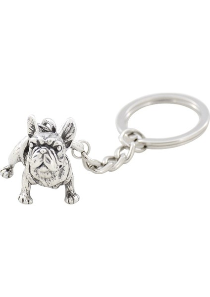 Beyaz Stil 1'Li Paket Vintage Retro Gümüş 3D French Bulldog Anahtarlıklar Sevimli Metal French Bulldog Köpek Anahtarlıklar Anahtarlıklar Pet Mücevher (Yurt Dışından)