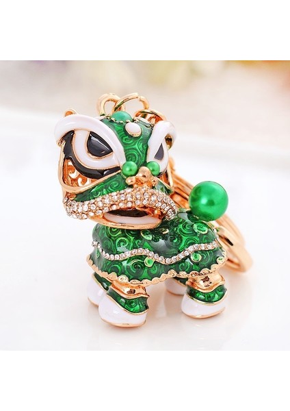 Altın Tarzı Çin Tarzı Aslan Dansı Anahtarlık Antik Maskot Anahtarlıklar Moda Kristal Hayvan Anahtarlık Mine Anahtarlık Tutucu Maskot (Yurt Dışından)