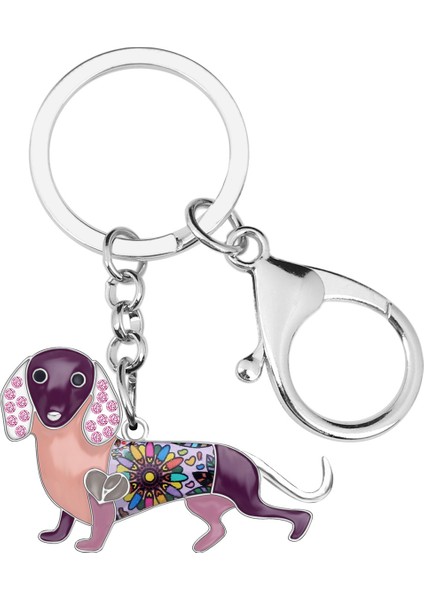 Mor Tarzı Kadınlar Için Dachshund Köpek Anahtarlık Takı (Yurt Dışından)