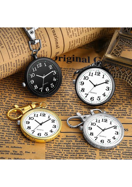 D Mini Retro Cep Saati Yaşlı Adam Öğrenci Anahtarlık Saati Hemşire Saati Taşınabilir Cep Saati (Yurt Dışından)
