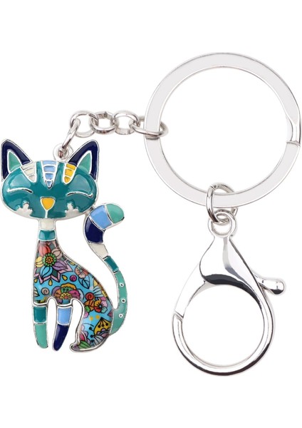 Mavi Stil Bonsny Alaşım Emaye Kedi Anahtarlık Yüzük Anahtarlıklar Evcil Hayvan Takıları Kadınlar Kızlar El Çantası Araba Anahtarları ler (Yurt Dışından)