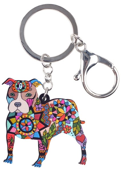 Kırmızı Stil Kadın Kızlar Için Akrilik Boston Terrier Pit Bull Köpek Anahtarlık Yüzük Moda Hayvan Takı Anahtarlıklar Çanta Cüzdan Kolye (Yurt Dışından) modelleri