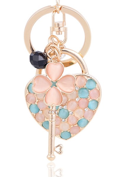 Çok Renkli Stil Kalp Anahtarlığı Renkli Opallerle Süslü Moda Klasik Çanta Anahtarlık (Yurt Dışından) fiyatları