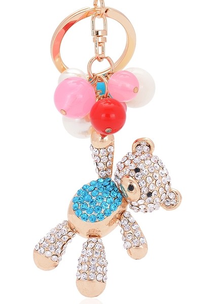 Mavi Stil Sevimli Ayı Kol Hareketi Boncuk Kristal Anahtarlık Çanta Aksesuar Şanslık Kolye Anahtarlık (Yurt Dışından)