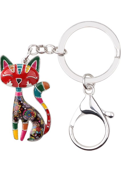 Çok Renkli Stil Bonsny Alaşım Emaye Kedi Anahtarlık Yüzük Anahtarlıklar Evcil Hayvan Takıları Kadınlar Kızlar El Çantası Araba Anahtarları ler (Yurt Dışından) fiyatları