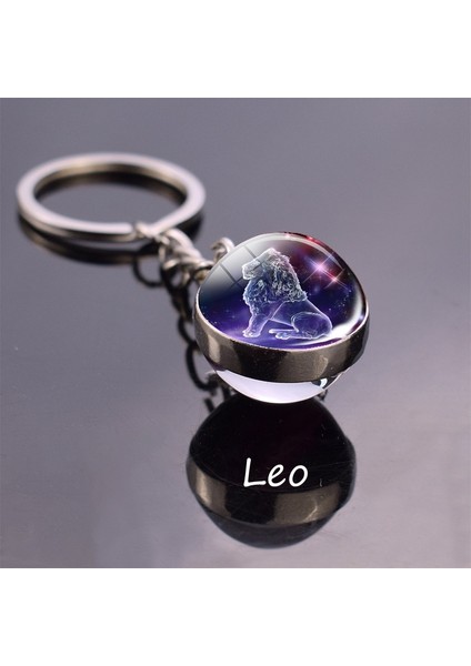 Aslan Aslan Terazi Akrep 12 Burç Anahtarlık Cam Toplu Kolye Burç Anahtarlık Araba Anahtar Halkaları Erkek Kadın Doğum Günü leri (Yurt Dışından)
