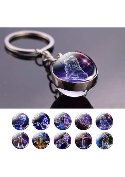 Aslan Aslan Terazi Akrep 12 Burç Anahtarlık Cam Toplu Kolye Burç Anahtarlık Araba Anahtar Halkaları Erkek Kadın Doğum Günü leri (Yurt Dışından) modelleri