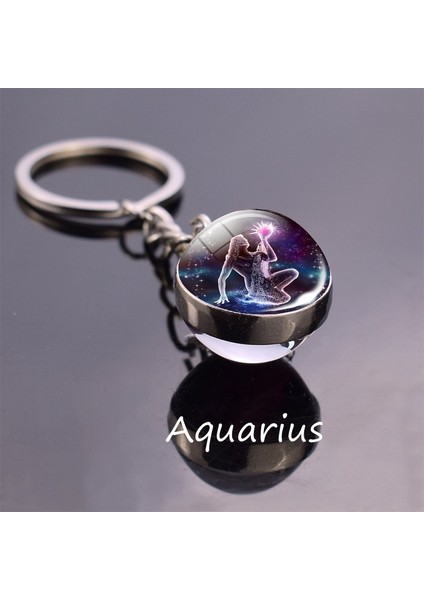 Aslan Aslan Terazi Akrep 12 Burç Anahtarlık Cam Toplu Kolye Burç Anahtarlık Araba Anahtar Halkaları Erkek Kadın Doğum Günü leri (Yurt Dışından) indirimleri