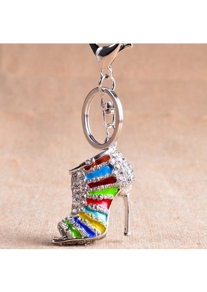 Altın Ve Koyu Mor Tarzı Topuklu Ayakkabı Anahtarlıkları Taşlı Ayakkabı Anahtarlık Şık Kadın Çanta Aksesuarı (Yurt Dışından) modelleri