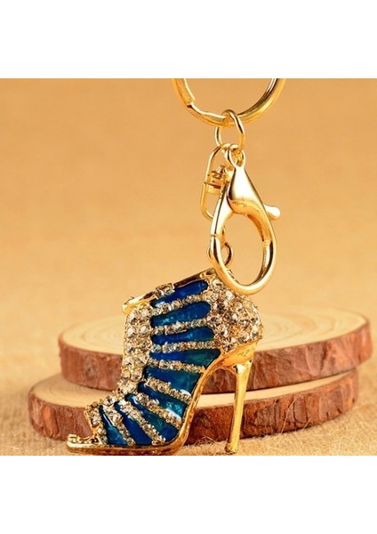 Altın Ve Koyu Mor Tarzı Topuklu Ayakkabı Anahtarlıkları Taşlı Ayakkabı Anahtarlık Şık Kadın Çanta Aksesuarı (Yurt Dışından) fırsatları