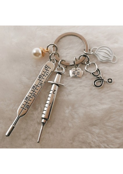 No.11 Boyutu Hemşire Tıbbi Kutu Tıbbi Anahtarlık Iğne Şırınga Steteskop Sevimli Anahtarlık Takı (Yurt Dışından)