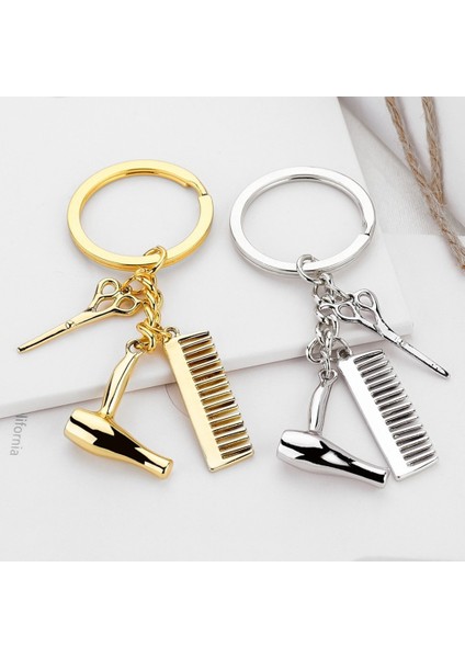 Altın Ve Gümüş Tarzı 2 Adet Yeni Kişilik Saç Kurutma Makinesi Tarak Kombinasyonu Kolye Anahtarlık Kuaför Araçları Saç Stilisti Veya Fön Salonu Yaratıcı (Yurt Dışından)