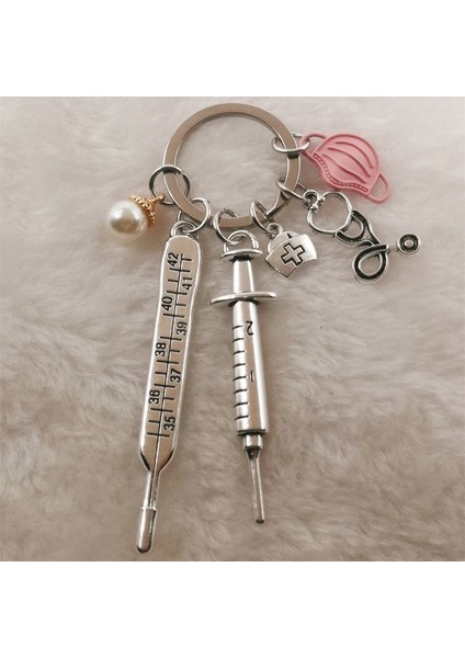 No.9 Boyutu Hemşire Tıbbi Kutu Tıbbi Anahtarlık Iğne Şırınga Steteskop Sevimli Anahtarlık Takı (Yurt Dışından)