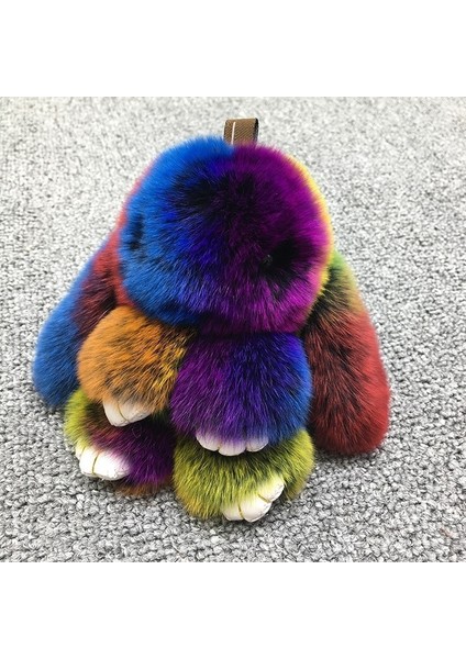 Çok Renkli Stil Sevimli Sahte Kürk Tavşan Püskülü Anahtarlık Çanta Süsü Anahtarlık Tüylü Renkli Tasarım (Yurt Dışından)