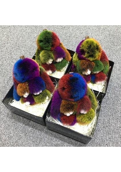 Çok Renkli Stil Sevimli Sahte Kürk Tavşan Püskülü Anahtarlık Çanta Süsü Anahtarlık Tüylü Renkli Tasarım (Yurt Dışından) modelleri