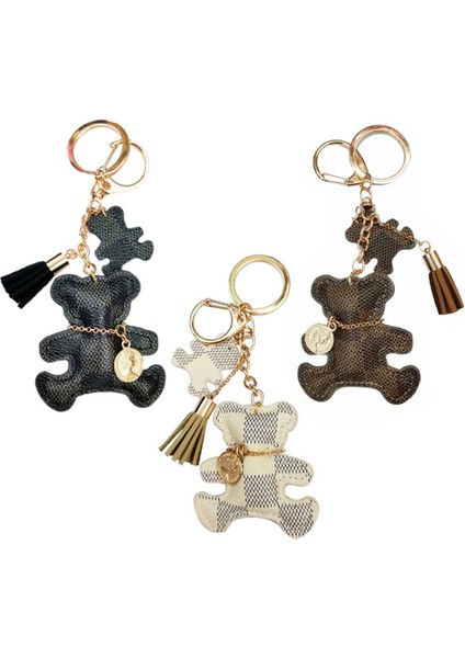 Bej Tarzı Sevimli Ayıcık Süsü Suni Deri Püskül Kolye Anahtarlık Çanta Süs Araba Anahtar Takı (Yurt Dışından) modelleri