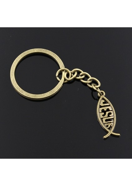 Bronz Tarzı Antika Gümüş/Bronz Takı Balık Isa 27*10Mm Anahtarlık (Yurt Dışından)