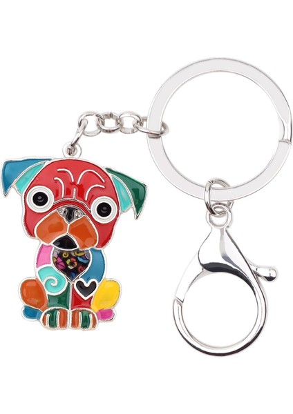 Siyah Stil Metal Emaye Fransız Bulldog Mops Köpek Anahtarlıklar Anahtarlık Takı Kadınlar Kızlar Çanta Araba Süsü (Yurt Dışından) modelleri