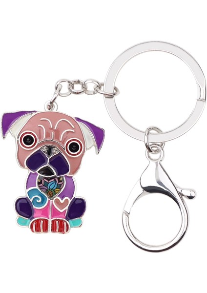 Siyah Stil Metal Emaye Fransız Bulldog Mops Köpek Anahtarlıklar Anahtarlık Takı Kadınlar Kızlar Çanta Araba Süsü (Yurt Dışından) indirimleri